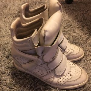 Isabel Marant White Leather Bekket Wedge Sneakers